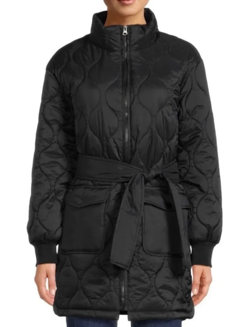 Time and Tru black quilted barn jacket size large